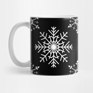 White Snowflakes Pattern in Black Mug